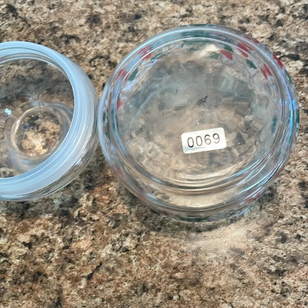 Vintage‎ Christmas glass candy jar with lid